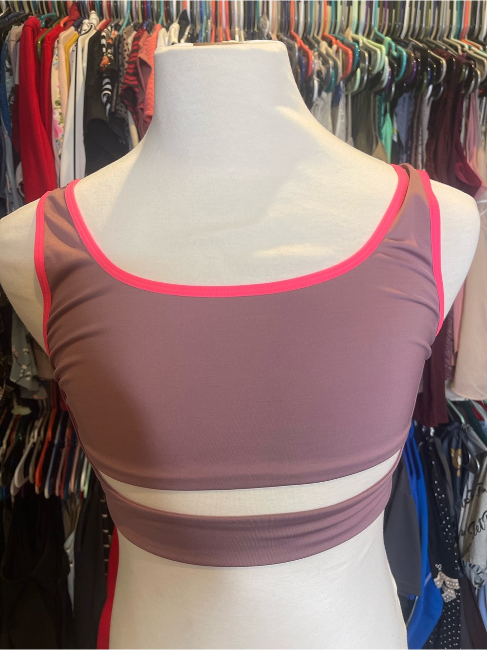 Mauve Pink-Trim Sports Bralette